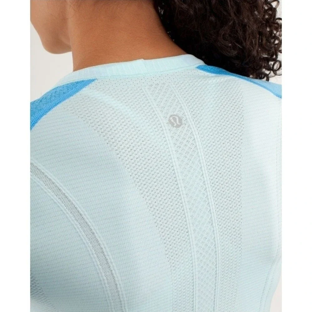 Lululemon 6 Run: Swiftly Tech Long Sleeve Blue  Shirt Reflective W3037S